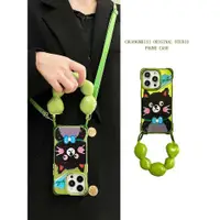 在飛比找ETMall東森購物網優惠-智格 卡通黑貓綠色腕帶適用于蘋果14手機殼iphone15/