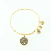 NEW Alex and Ani Bangle Charm Bracelet Letter Initial "N" Retired Adjustable