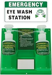 YUEWO Portable Eye Wash Station Wall Mounted Emergency Eyewash Station Eye Wash Kit,Flush Bottles Kit, No Eyewash Solution Two 500ml Bottles