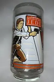 Star Wars Return Of The Jedi 1983 Burger King Han Solo & Skywalker Glass,(B146)