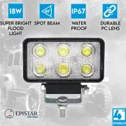 Elinz 4" 18W LED Work Light Rectangular 60 Degrees Flood Lamp Fog IP67 Offroad Jeep 12V 24V