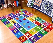 VICIKOIA ABC Kids Educational Game Rug - Educational Learning Area Rug Containing Numbers, Shapes, Letters, Patterns - for Living Room, Kid's Room, Playroom - Soft & Non-Slip 80*120CM