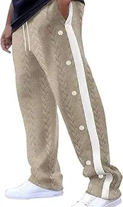 [Generic] Baggy Sweatpants for Men Open Hem Lounge Pants Men's Plus Size Sweatpants Soft Comfy Side Striped Sweatpants