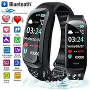 C1plus Smart Watch 0.96 inch Smartwatch Fitness Running Watch Bluetooth Temperature Monitoring Pedometer Call Reminder Compatible with Android iOS Women Men Wa