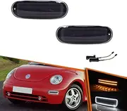 ADIIL 2x Smoked Lens Switchback LED Front DRL Turn Signal Corner Lights For VW Beetle 1998-2005,Front Side Corner Park Marker Lamp Kit