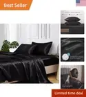 Silky Smooth Luxurious King Size Sheets Set - 4 Pcs - 15" Deep Pocket - Black