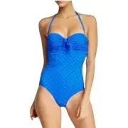 NWT Spanx Shaping Swimsuit Electric Blue Polka Dot Removable Straps One-piece 8