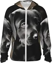 [LHBWCVN] UPF 50+ Light Jacket Full Zip Sun Protection Hoodie for Women Men Long Sleeve Black Labrador Puppy Sun Shirts