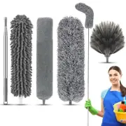 5PCS Microfiber Feather Duster,Extendable Cobweb Duster with 100 Inches Stain...