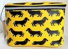 MARC TETRO DACHSHUND COSMETIC/MAKE-UP CASE/BAG Black Doxie on Yellow NWT