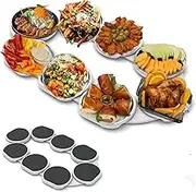 Lazy Susan Turntable for Dining Table 8 Dishes, 360° Rotating Food Serving Turntable, Turntable Expandable Desktop Rotating Storage Rack for Party Dining Catering Gatherings, Rectangular Oblong Table