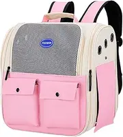Cat Backpack, Cat Backpack Carrier Large Breathable Mesh Animal Backpack, Multiple Pockets, Foldable Cat Bag with Padded Shoulder Straps and Waist Straps for Cats, Puppies, Kittens, Has