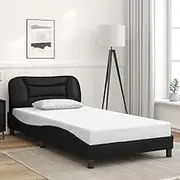Bed Furniture Bed Frame Without Mattress Black 107x203 cm King Single Faux Leather