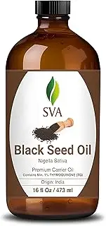 Black Seed Carrier Essential Oil - 100% Pure Organic Certified,Cold Pressed,Unrefined by SVA Organics - 16 Oz | For Skin,Hair,Immune Support | Nigella Sativa Black Cumin