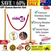3pcs Stanchion Posts Crowd Control VIP Queue Barrier Velvet Rope Stainless Steel