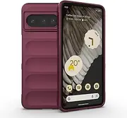 [Asuwish] Phone Case for Google Pixel 8 Pro 5G with Tempered Glass Screen Protector and TPU Slim Thin Shockproof Protective Silicone Cell Cover Accessories Pixel8Pro Pixel8 XL Eight 8Pro Women Wine Red