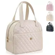 Insulated Lunch Bag for Women Men, PU Leather Lunch Tote Bag for Women