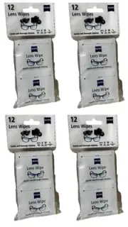 48 x ZEISS Pre-Moistened Individually Wrapped Lens Cleaning Wipes, 5’’x6’’