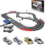 Electric Racing Tracks for Boys and Kids Slot Car Race Track Sets Including 4 Slot Cars 1:43 Scale and 2 Hand Controllers Race Car Track Sets, Gift Toys for Children