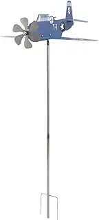 Airplane Weather Vane, Outdoor Wind Spinner Garden Windmill Handcrafted Resistant Paint Sturdy Metal Construction Rotates with Wind Direction for Garden Patio Lawn Yard