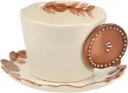 Ceramic Tea Cup and Saucer Set, Flower and Leaf Coffee Set Cup & Saucer Sets Sui