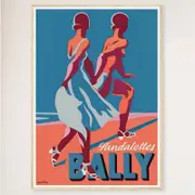 Galrie Bally Sandalettes Vintage 1950s Advertising Poster - Timeless Fashion Art Decor, Wood Frame, A4 21 x 30cm (8 x 12inch)