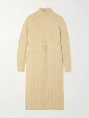 [NET-A-PORTER For The King’s Foundation] NET-A-PORTER For The King's Foundation - Cable-knit Wool Turtleneck Midi Dress - Ecru - M/L M/L Ecru