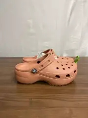 Crocs Classic 206750-6RL Womens Pink Slip On Platform Clogs Size 9