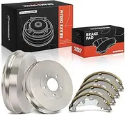 A-Premium Brake Drum and Brake Shoe Assembly Replacement for Ford Escape 2007-2012 Mazda Tribute Mercury Mariner Rear Brake Drums + Brake Pads, 297mmRear Drum, A Set of 2