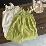 🍒SMILE KIDS 女童洋裝 台灣出貨 復古調~韓國童裝 2023女童 夏季復古刺繡花 連身褲 小女孩 洋氣時尚百