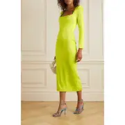 Alex Perry Manor Strong Shoulder Midi dress Acid US10/AU14