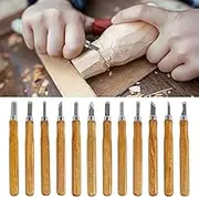 12Pcs Wood Carving Knife Set, High Carbon Steel Wood Whittling Cutter. Convenient Tools Set, Wood Carving Whittling Knife, Chip Carving Detail Knife Sandpaper for Woodworking