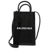 在飛比找momo購物網優惠-【Balenciaga 巴黎世家】經典LOGO鱷魚紋牛皮紙袋