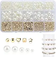 720Pcs Pearl Beads,Bracelet Beads,Bead Kit,4/6/8/10/12mm Friendship Bracelet Kit,Friendship Bracelet Making Kit,for Girls Gifts Making Pearl Bracelets,Necklaces,Earrings