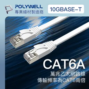 POLYWELL CAT6A扁線 15米 20米 高速網路線 RJ45 福祿克認證 寶利威爾 台灣現貨