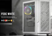 Antec P20C White, ATX, E-ATX, ATX, USB-C, Cable management , 4x HDD or SSD , 375mm GPU, 170mm CPU 3x PWM white 12 CM Fan, Tempered Glass, Case P20C WHITE