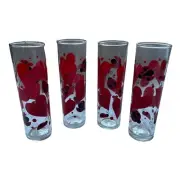 Highball Collins Cocktail Glasses Set 4 Valentine Love Lady Bug Hearts Barware u