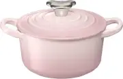 Le Creuset Cast Iron Enamel Pot Cocotte Ronde Bear Handle 14 cm Shell Pink