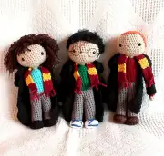 Harry Potter Dolls, Harry Potter, Hermione Granger, & Ron Weasly, Handmade Dolls