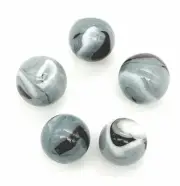 25mm Elephant Glass Marble Shooters 1" Pk 5 Vacor Gray w Black White Swirls 2019
