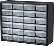 [Akro-Mils] 10124 24 Drawer Plastic Parts Storage Hardware and Craft Cabinet, 20-Inch x 16-Inch x 6.5-Inch, Black, Gray case with Black Frame