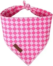 Summer Dog Bandana, UP URARA PUP Pink Bandana for Small Large Dogs, Cotton Handkerchief Fashion Plaid Puppy Triangle Bid Scarf for Boy Girl Dogs