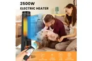 Costway 2500W Ceramic Tower Fireplace Electric Heating Fan Oscillating/3D Flame/Remote/Timer Indoor