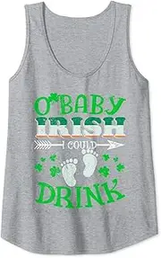 [X.Style] Irish I Could Drink Shirt Pregnancy Announcement St Patricks Tank Top ds2379 T-Shirt Black