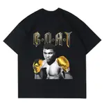 HITAM ALI G.O.A.T 復古 T 恤 T 恤 MUHAMMAD ALI BOXING SHIRT 男士黑色襯