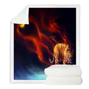 Cool Animal Art Day Bringer Sun and Tiger Throw Blanket