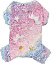 Maigllra Plush Dog Pajamas Glow in The Dark Dog Jumpsuit 4 Legged Onesie for Small Medium Large Dog, Unicorn XL