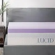 LUCID LU30FF30VT 3 Inch Lavender Infused Memory Foam Mattress Topper - Ventilated Design - Full Size