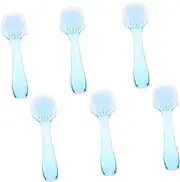 FRCOLOR 6 Pack Fingernail Cleaning Brush Set Round Head Nail Dust Brush for Salon Home Gentle Bristles Ergonomic Handle
