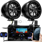 180W Amp Motorcycle Kart Bluetooth Waterproof Speakers Audio System Radio Stereo